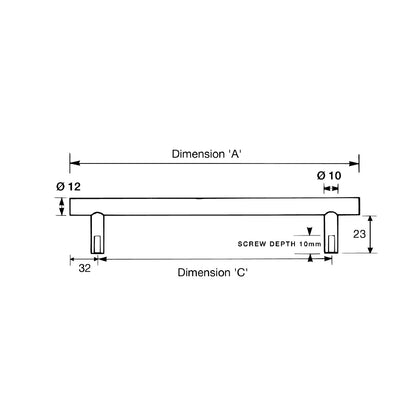 Kethy Arlon Cabinet Pull Handle S201 - Available in Various Sizes