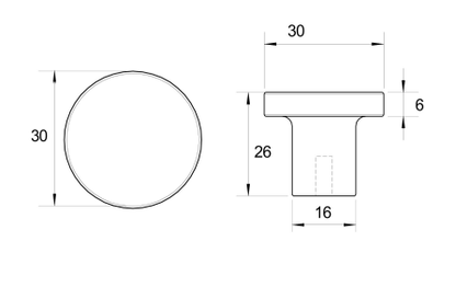 Kethy S223 Cabinet Knob Anodised Aluminium 30mm