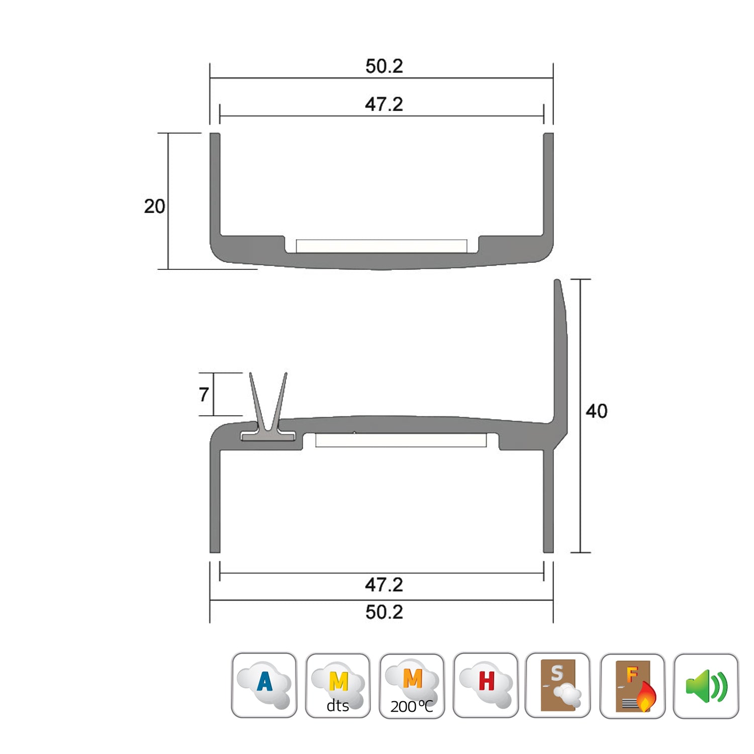 Kilargo Aluminium Meeting Style Seal for Single Action Fire Door - Available in Various Sizes