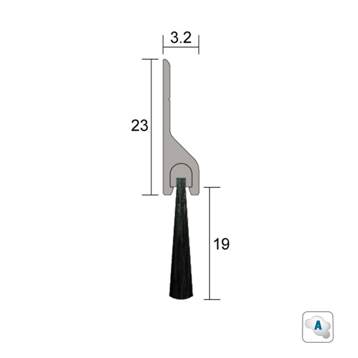 Kilargo IS5115 Brush Seal 19mm in Aluminium Carrier - Available in Various Colour and Sizes