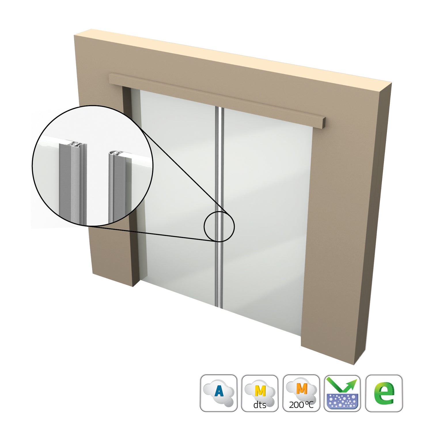 Kilargo IS7300si Adjustable Aluminium Meeting Stile Set for Glass Doors - Available in Various Sizes