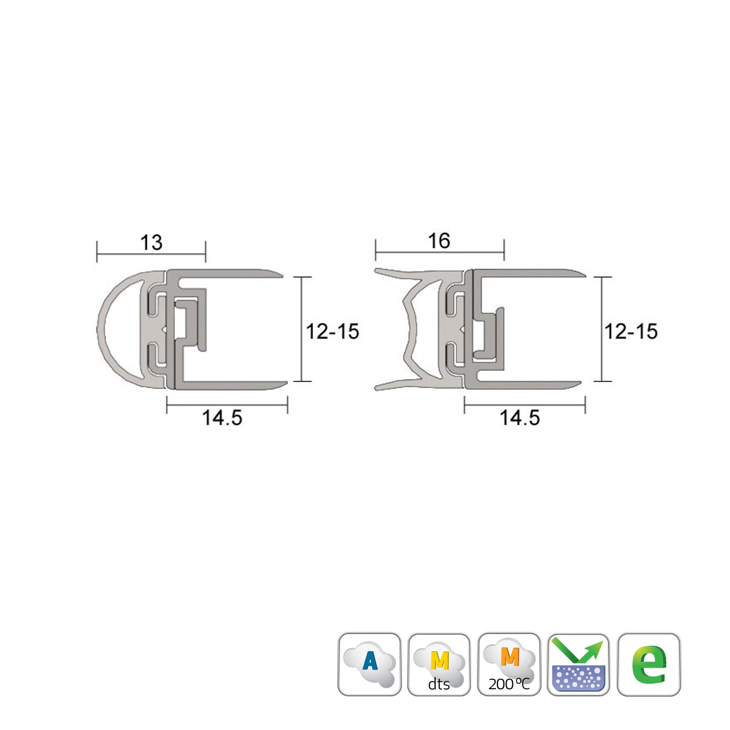 Kilargo IS7300si Adjustable Aluminium Meeting Stile Set for Glass Doors - Available in Various Sizes