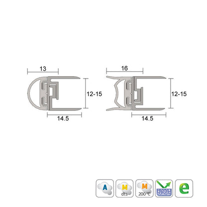 Kilargo IS7300si Adjustable Aluminium Meeting Stile Set for Glass Doors - Available in Various Sizes