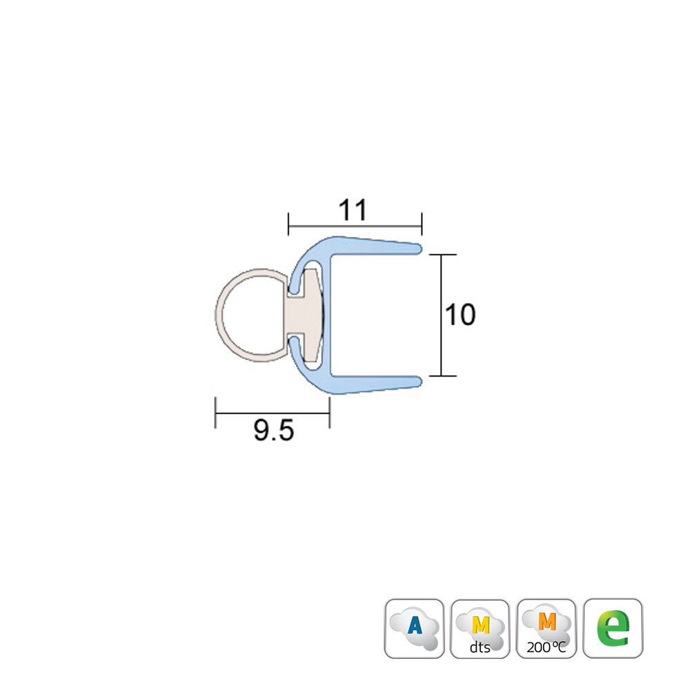 Kilargo IS7340si Astragal Translucent Door Seal For 10mm Glass Doors - Available in Various Sizes