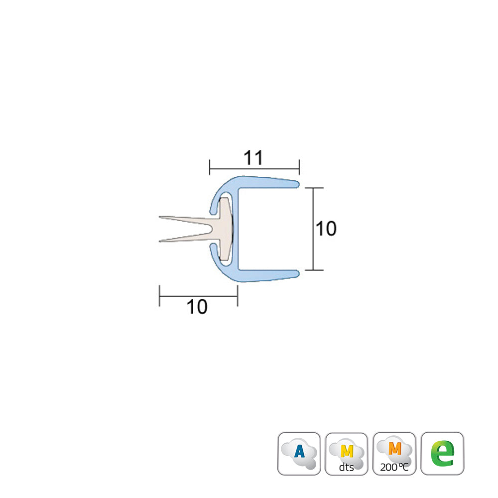 Kilargo IS7345si Astragal Translucent Door Seal For 10mm Glass Doors - Available in Various Sizes