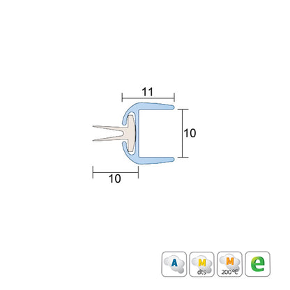 Kilargo IS7345si Astragal Translucent Door Seal For 10mm Glass Doors - Available in Various Sizes