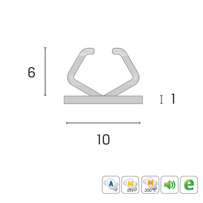 Kilargo PVC self adhesive edge seal for frameless glass doors 2500mm Clear PVC IS7400FG-2500