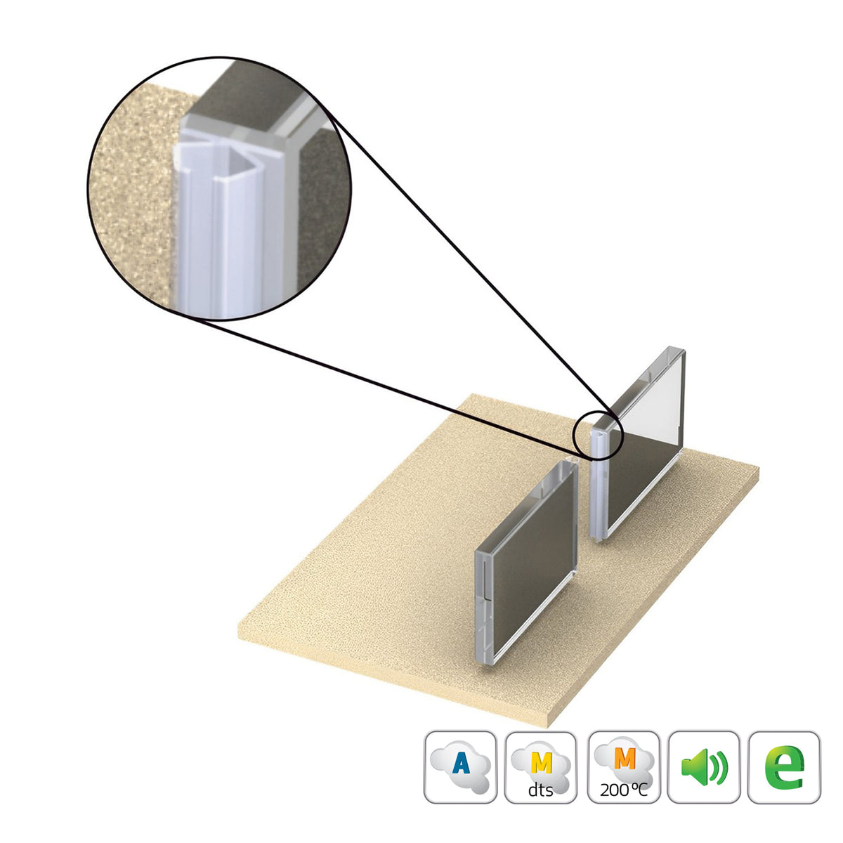 Kilargo Meeting Stile Frameless Glass Seal Semi Translucent - Available in Various Sizes