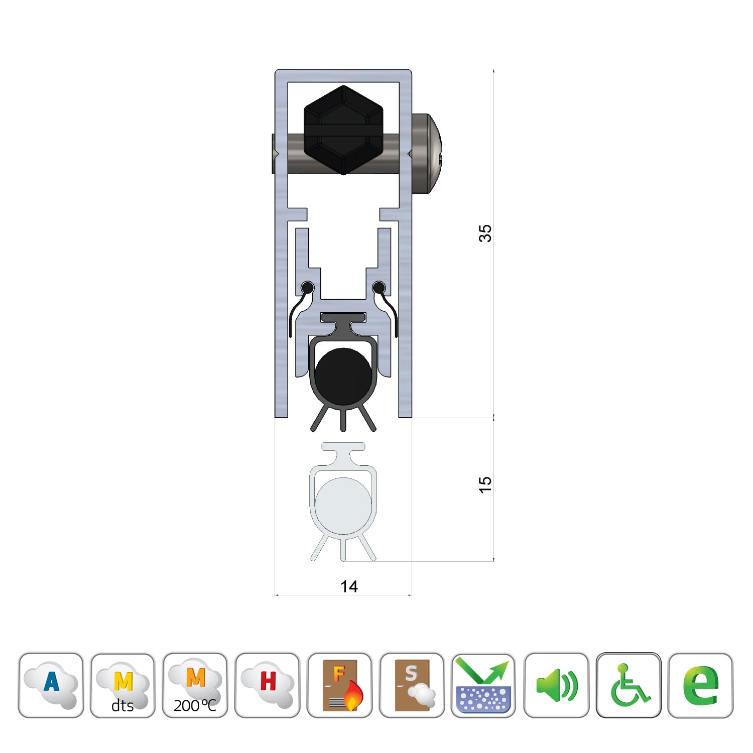 Kilargo Medium Duty Automatic Door Bottom Seal IS8011si-KG - Available in Various Sizes