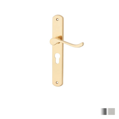 KR Lucas Pavtom Door Lever Handle on Scroll Lever Slim Plate Euro 48mm