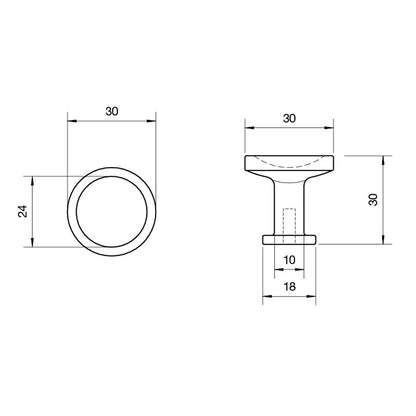 Kethy L895 Randers Cabinet Knob 30mm - Available in Various Finishes|KETL895SE|KETL89530ABN|KETL89530DBG