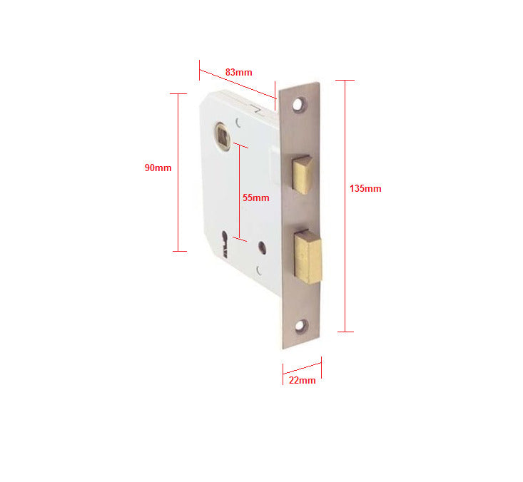 RiteFit Mortice Door Lock 1309SS Stainless Steel 60mm Backset Keyed Alike
