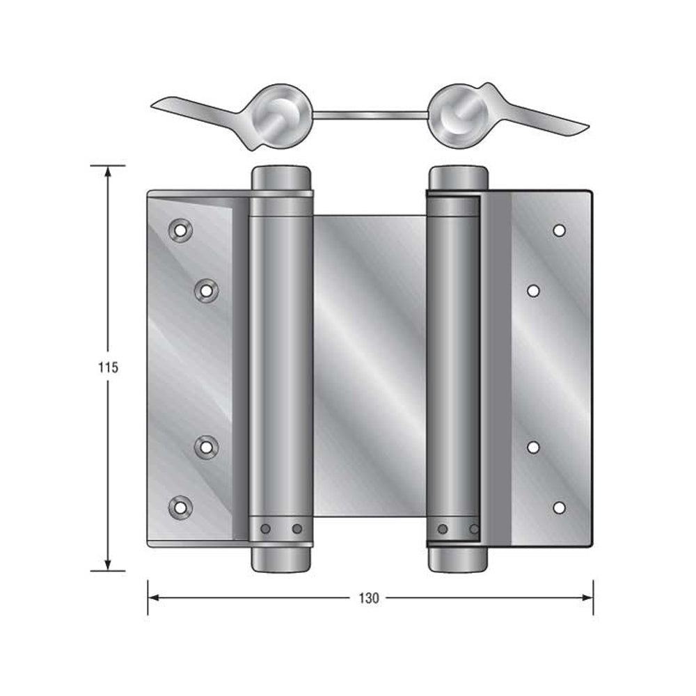 HFH Door Hinge Double Action Spring 100mm Polished Chrome 4150-103 *Pair*
