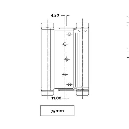 HFH Door Hinge Double Action Spring 75mm Polished Chrome 4150-753 *Pair*