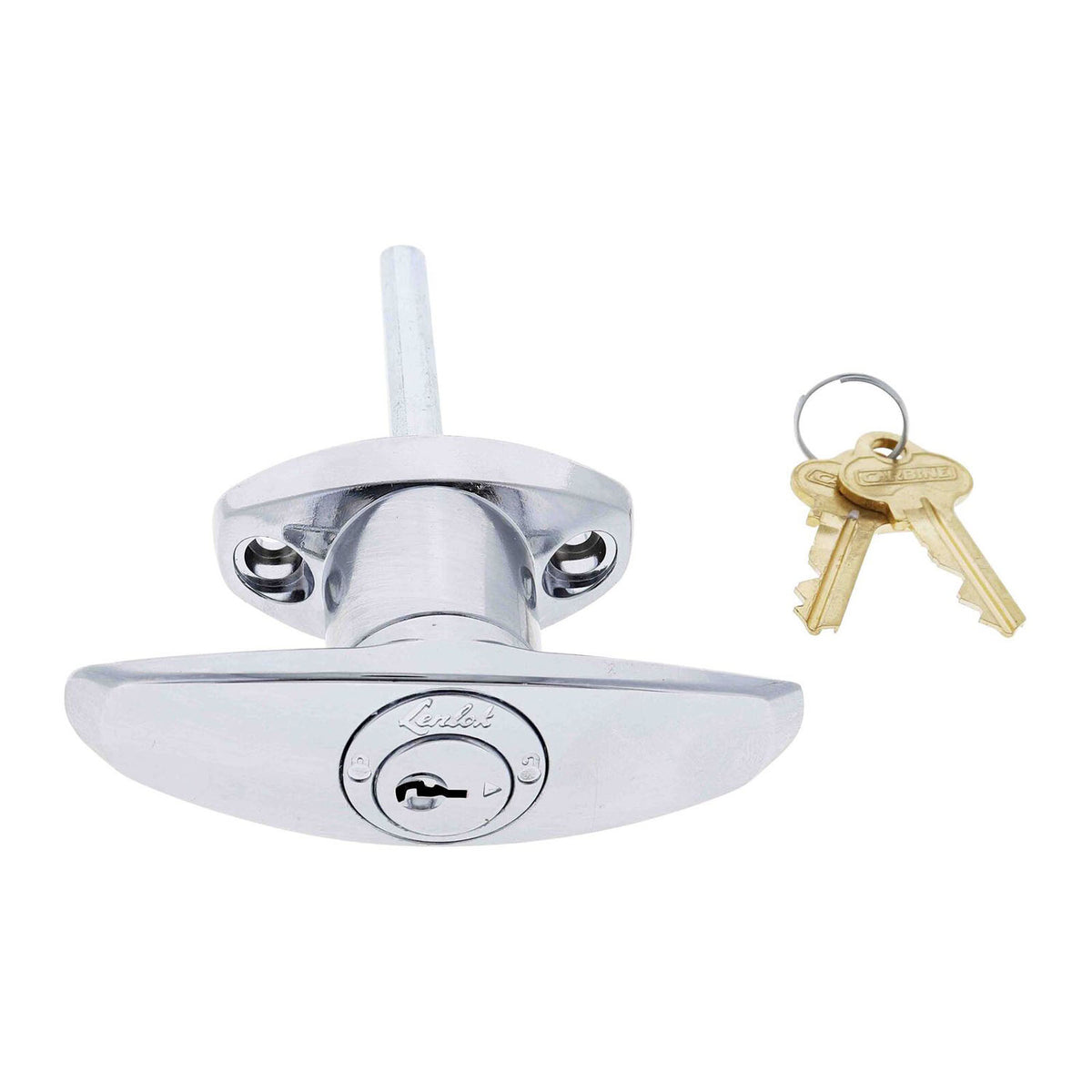 Lenlok Cabinet T Handle Front Fixing Keyed to Differ 75mm Chrome Plate LTH-FF-C4-KD