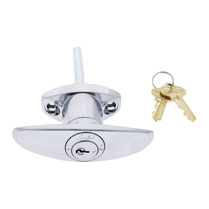 Lenlok Cabinet T Handle Front Fixing Keyed to Differ 75mm Chrome Plate LTH-FF-C4-KD