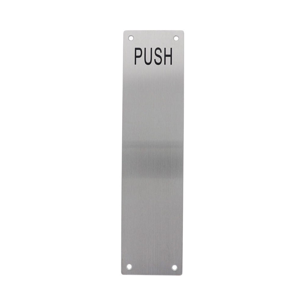 RiteFit Push Plate Engraved "Push" 304 Grade Stainless Steel 300x75mm PP1ESS