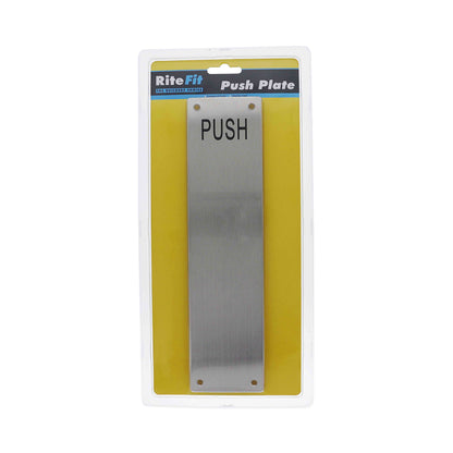 RiteFit Push Plate Engraved "Push" 304 Grade Stainless Steel 300x75mm PP1ESS