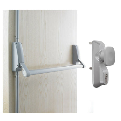 Briton Panic Bar B376E-D/SE Single Door with Outside Trim Knob w/ Cylinder 1413/KE