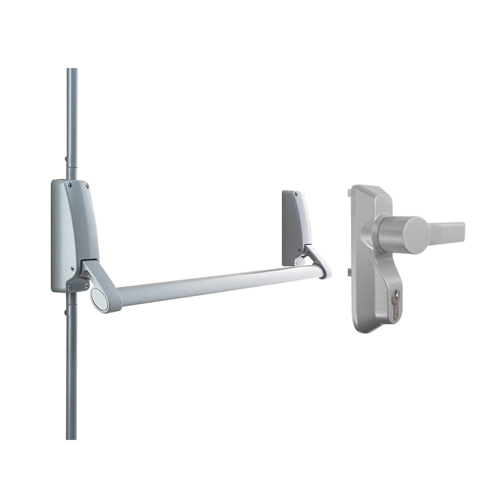 Briton Panic Bar B376E-D/SE Single Door with Outside Door Trim Lever B1413/LE