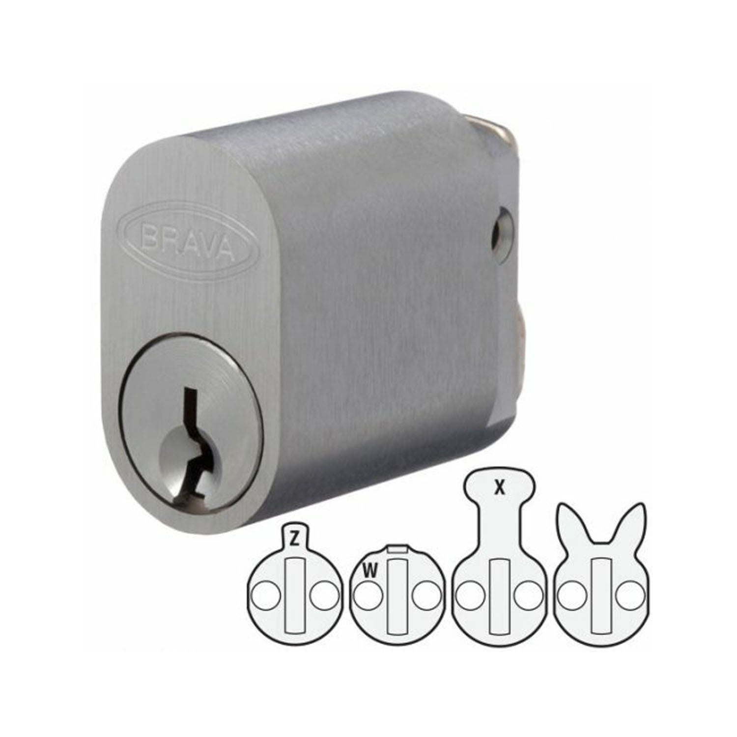 Brava Oval Cylinder X W Z Rabbit Cams 6 Pin Keyed Alike Satin