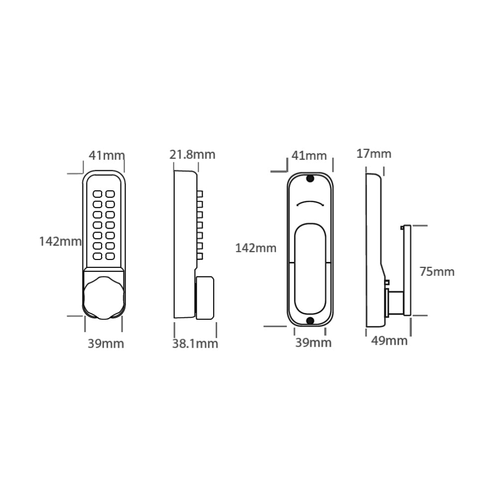 Borg Digital Lock Marine Grade Pro 2601 Knob 60mm Backset Black BL2601MGPROECP