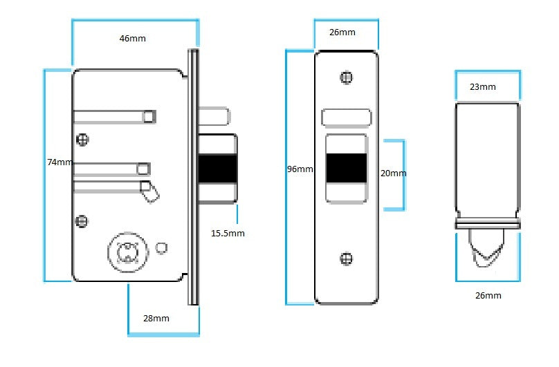 Borg Digital Mortice Lock Latch Only 28mm Suits BL2000 - Available in Left and Right Hand