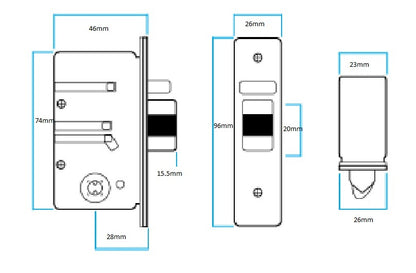 Borg Digital Mortice Lock Latch Only 28mm Suits BL2000 - Available in Left and Right Hand