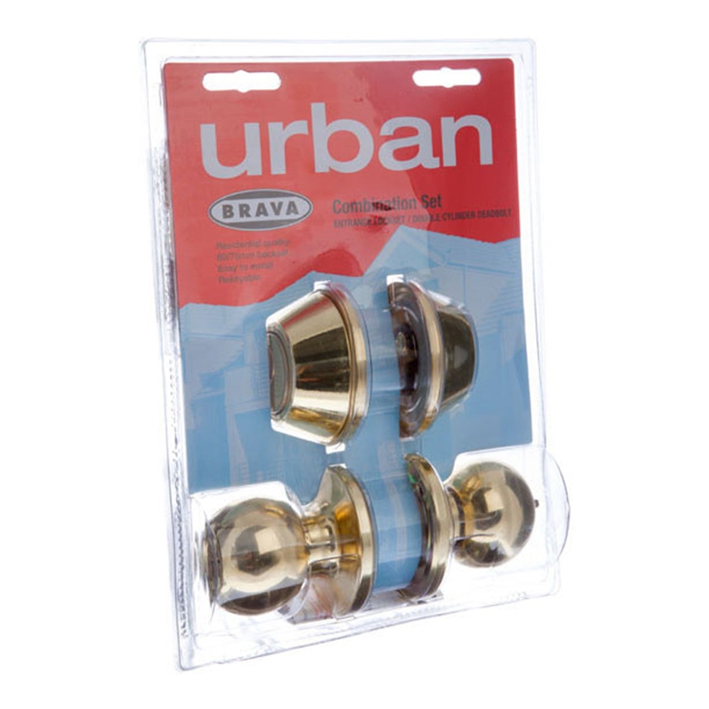 Brava Urban Entrance Knob Deadbolt Combo Set Polished Brass BRT3732DP