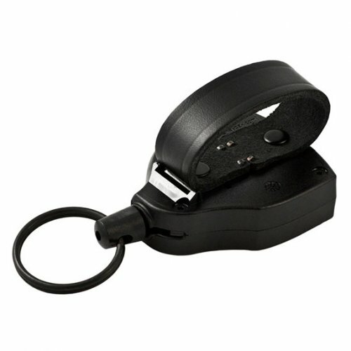 KEY-BAK SUPER48 Retractable Key Holder KBS48LEK Leather Clip 1.2m Cord Black