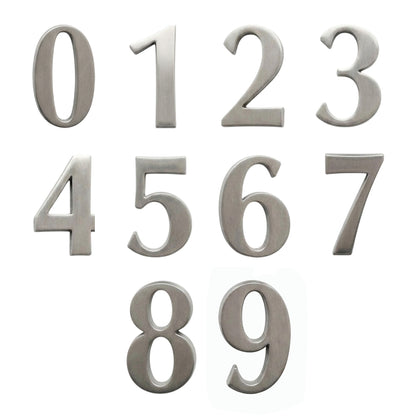 Mappas Door House Number # 0-8 65mm Self Adhesive 304 Grade Stainless Steel