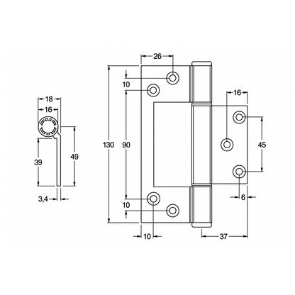 MCCA107|MCCA107BLK|MCCA107WHT|McCallum A107 Aluminum Interfold Hinge Offset Knuckle - Available in Various Finishes