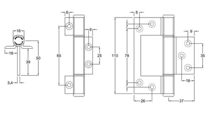 McCallum Heavy Duty Aluminium Interfold Door Hinge - Available in Various Finishes