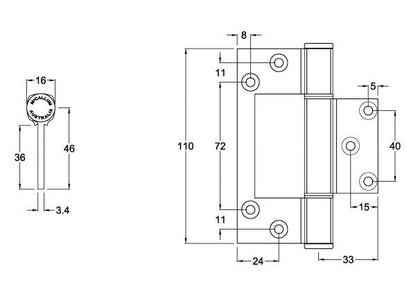 **10 Pack** McCallum Heavy Duty Aluminium Interfold Hinge A115 A105MF