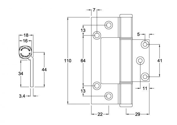 **10 Pack** McCallum Aluminium Offset Interfold Hinge A117 A107RF