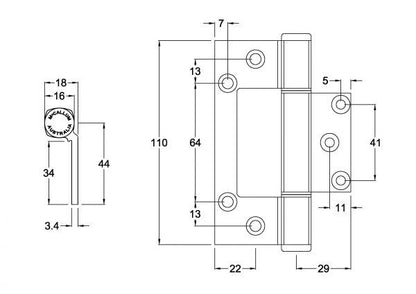 **10 Pack** McCallum Aluminium Offset Interfold Hinge A117 A107RF