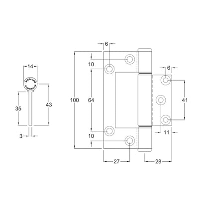 MCCA125|MCCA125BLK|MCCA125WHT|McCallum Aluminium Medium Duty Interfold Hinge 100mm - Available in Various Finishes
