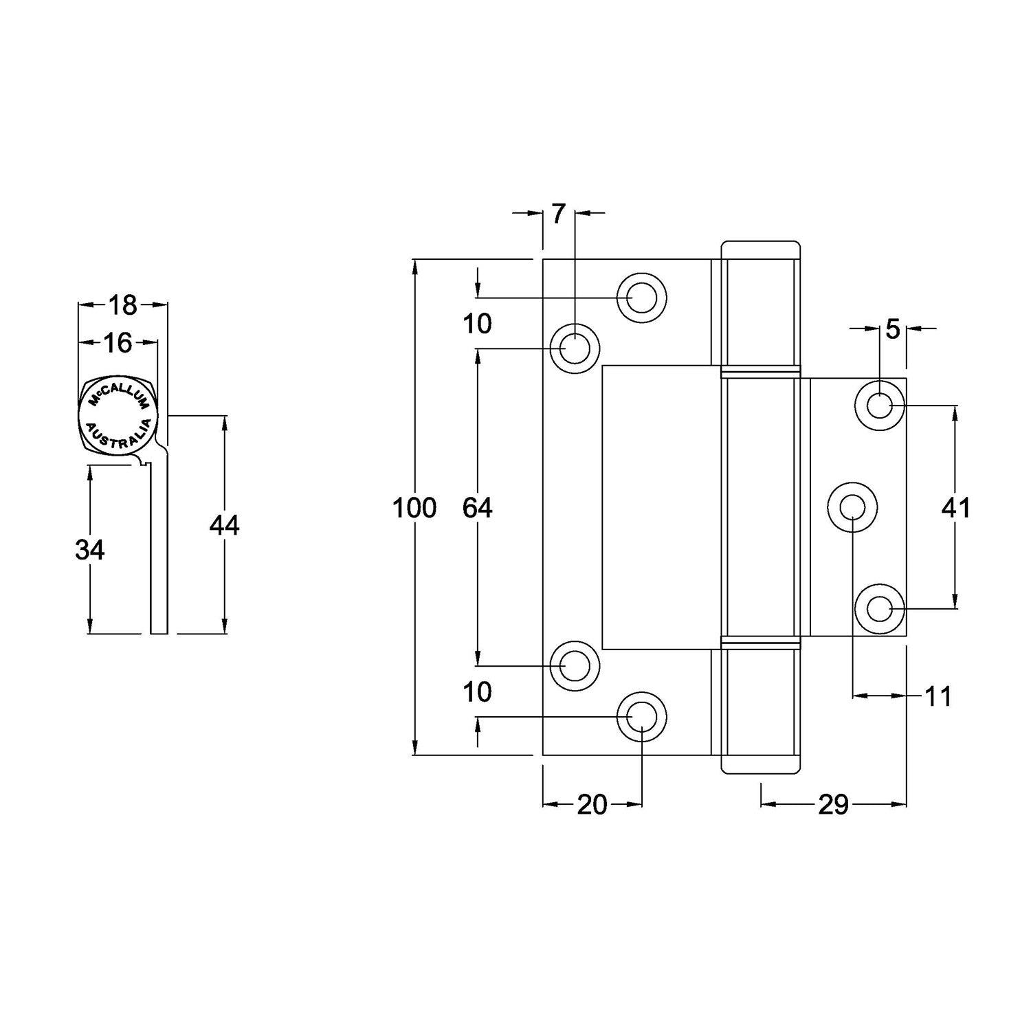 **10 Pack** McCallum Aluminium Offset Interfold Hinge A127 A107SHF