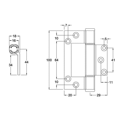 **10 Pack** McCallum Aluminium Offset Interfold Hinge A127 A107SHF