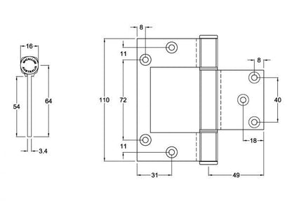 **10 Pack** McCallum Wide Throw Aluminum Interfold Hinge A155 A105MWTF