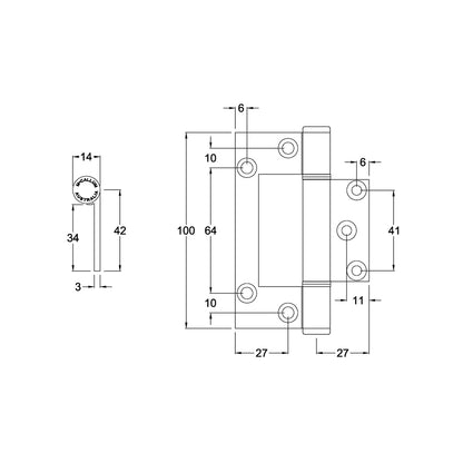 MCCA165|MCCA165BLK|MCCA165WHT|McCallum A165 Aluminum Medium Duty Interfod Hinge 100mm - Available in Various Finishes