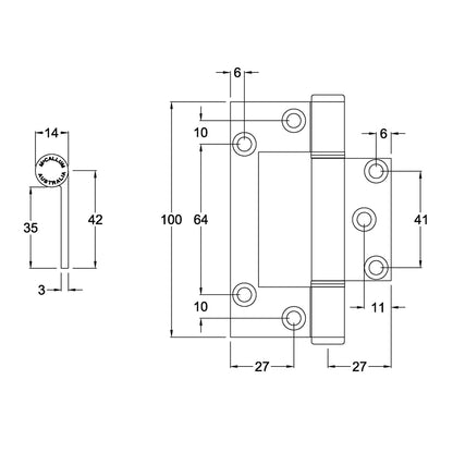MCCA166|MCCA166BLK|MCCA166WHT|McCallum A166 Aluminum Medium Duty Interfold Hinge 100mm - Available in Various Finishes