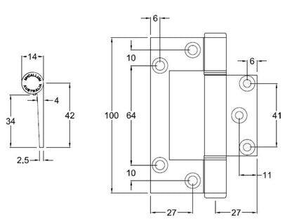 McCallum Door Hinge A67RTF Aluminium Offset Fast-Fix 100mm White A168WHT