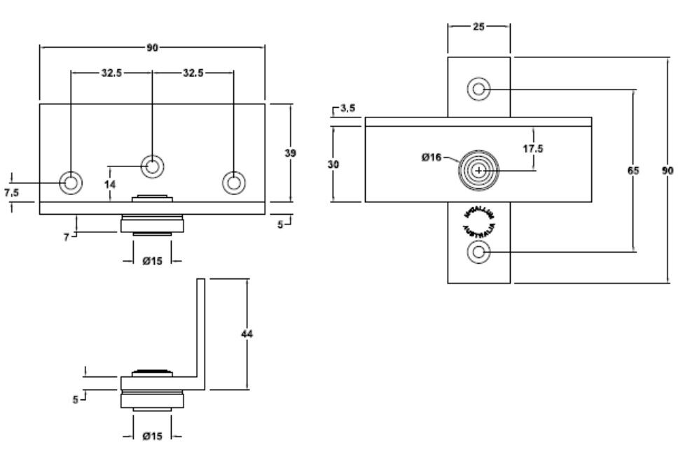 McCallum Angle Shoe Door Pivot Hinge Aluminium Pair Black P435-BLK