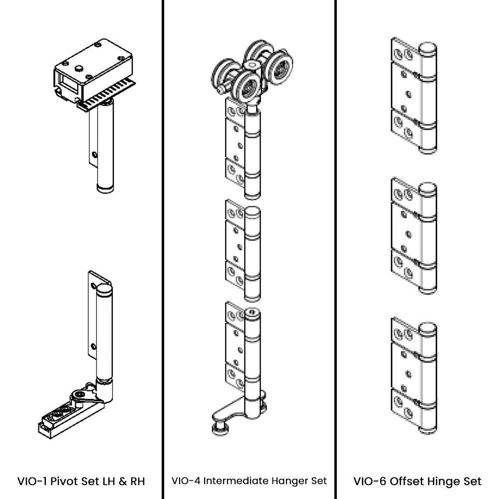 McCallum VIO Folding 3 Door System One Way Inward Opening Hardware Kit Satin Stainless Steel