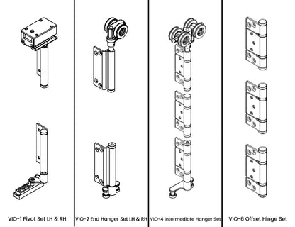 McCallum VIO Folding 4 Door System One Way Inward Opening Hardware Kit Satin Stainless Steel