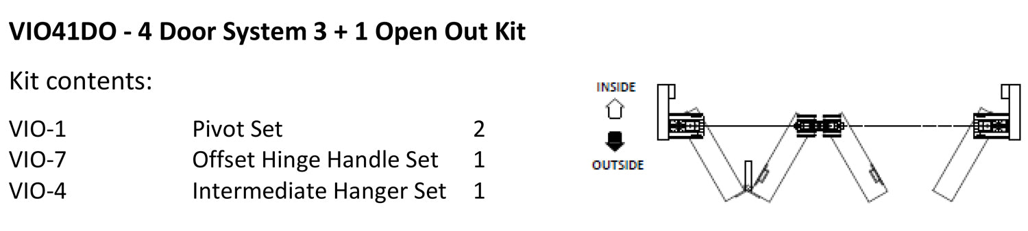 McCallum VIO Folding 4 Door System 3 + 1 Outward Opening Hardware Kit Satin Stainless Steel