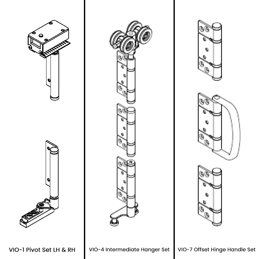 McCallum VIO Folding 4 Door System 3 + 1 Outward Opening Hardware Kit Satin Stainless Steel