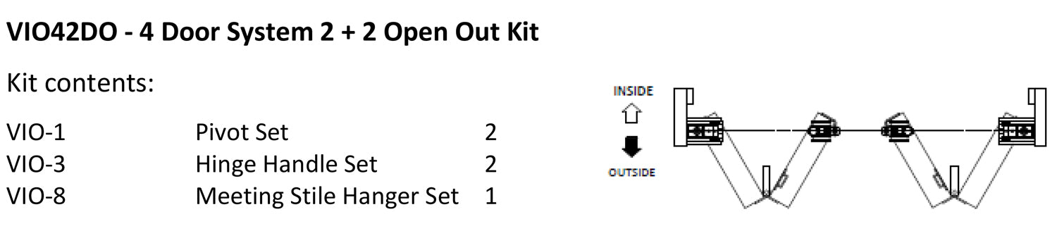 McCallum VIO Folding 4 Door System 2 + 2 Outward Opening Hardware Kit Satin Stainless Steel
