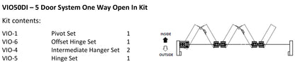 McCallum VIO Folding 5 Door System One Way Inward Opening Hardware Kit Satin Stainless Steel
